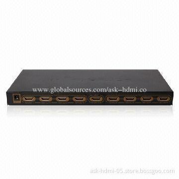 3D HDMI Splitter, 1.3, 8-port with 5V DC/3A Power Supply